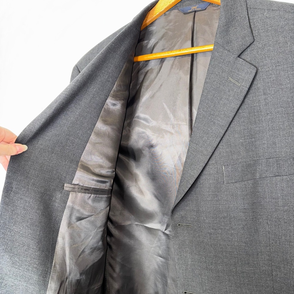Brooks Brothers 346 Mens 44L Charcoal Grey Stretch Wool 3 Button Blazer Jacket - Picture 4 of 14